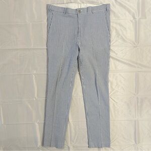 Britches By Samtex Seersucker Pant Mens Stripe Cotton Stretch Blue White W36 L32